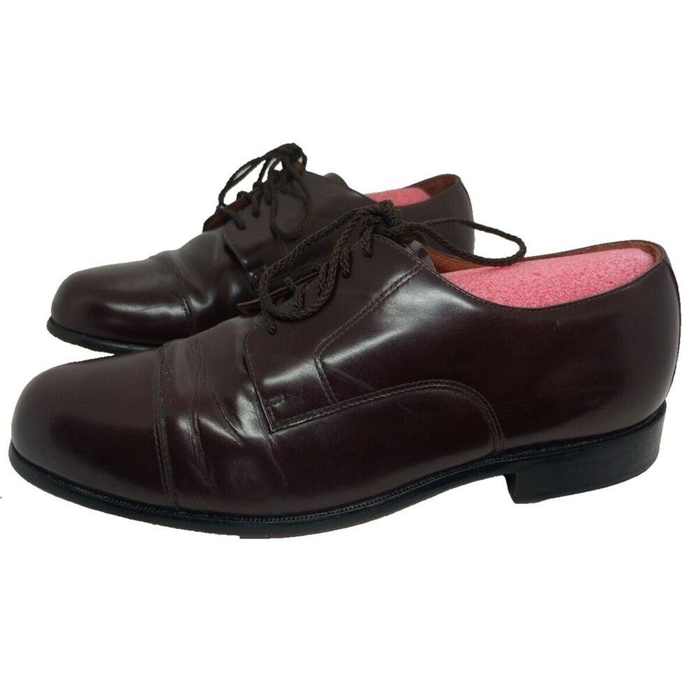 Bostonian Classics Men's Shoes Size 8.5W Lace up Burgundy Leather Cap Toe 20398